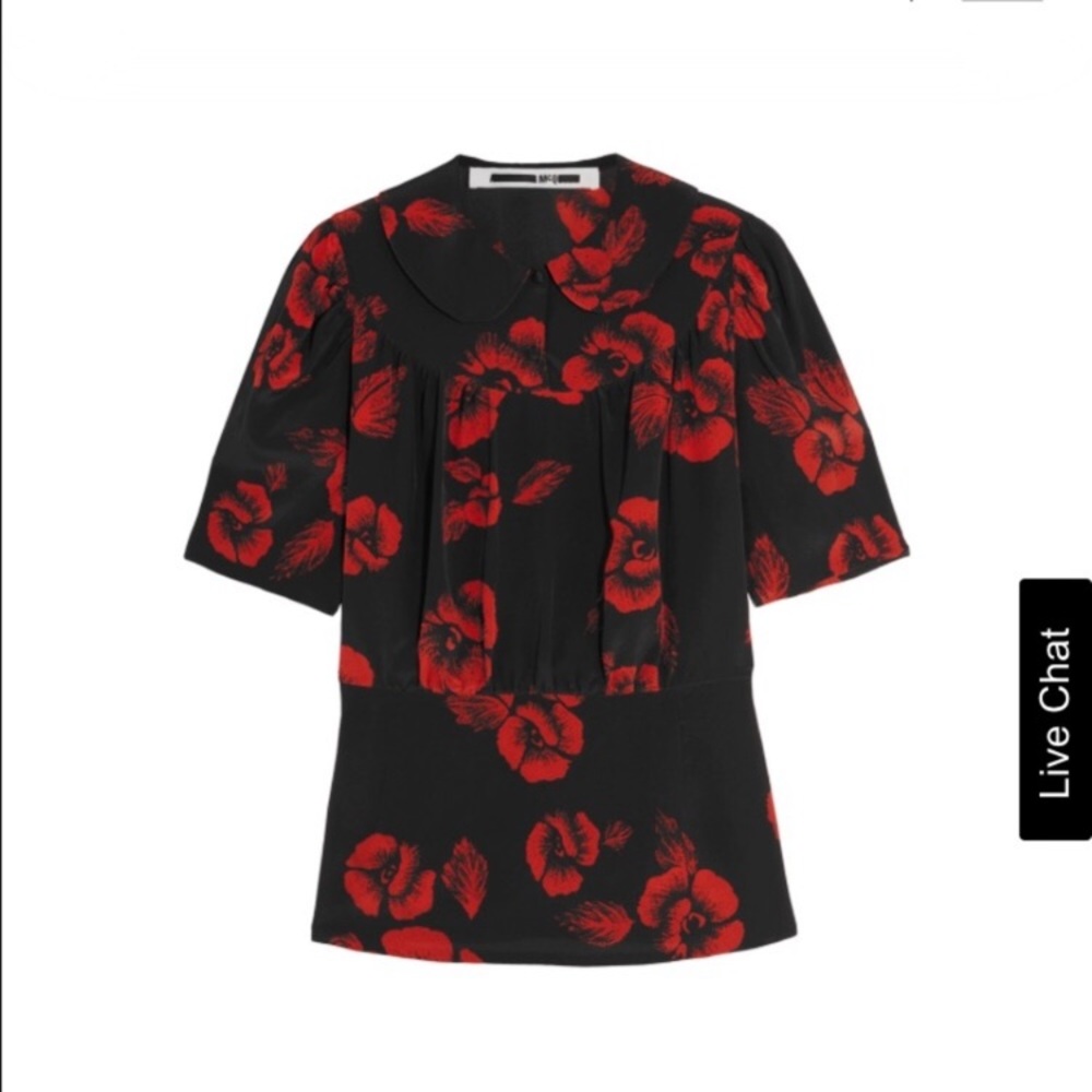 McQ by Alexander McQueen black and red floral top